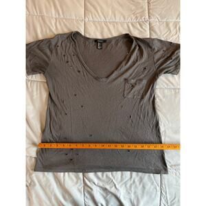 Forever‎ 21 charcoal, gray distressed t-shirt with pocket size small